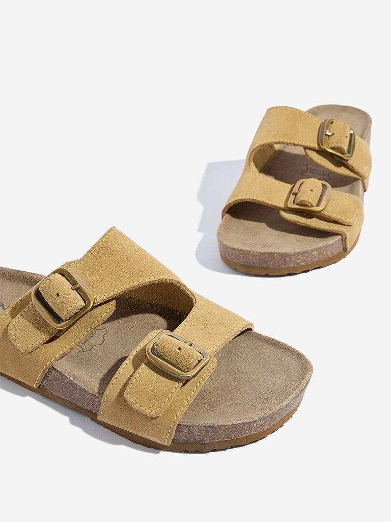 LUNA BLU Yellow Dual-Strap Leather Sandals - Image 3