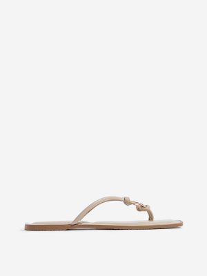LUNA BLU Beige Metal-Detailed Slides