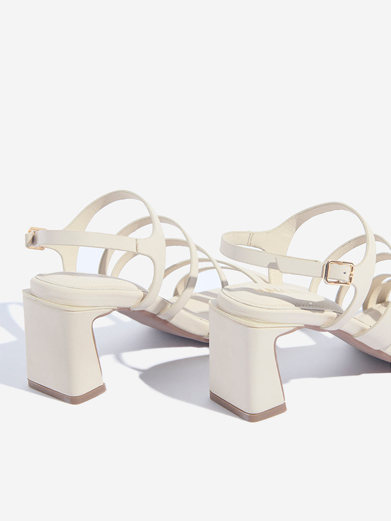 LUNA BLU Ivory Multi-Strap Block Heel Sandals - Image 3