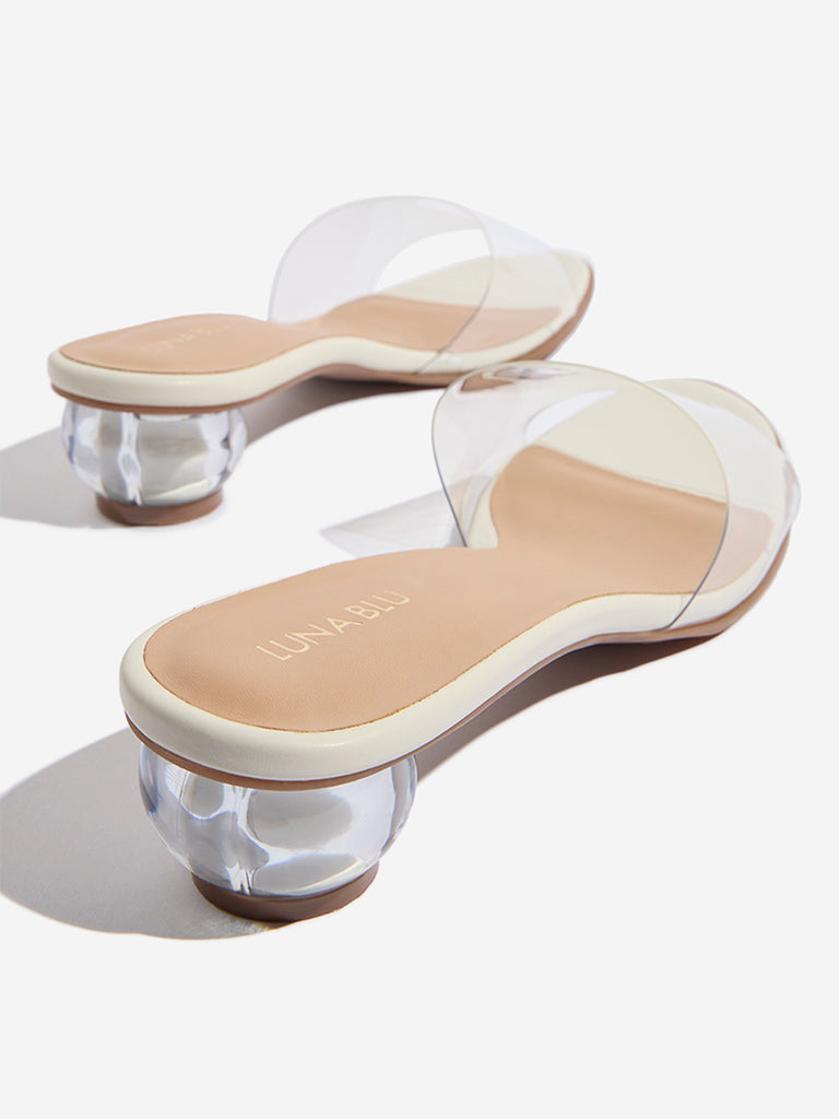 LUNA BLU Clear Vinyl Strap Heel Sandals - Image 3