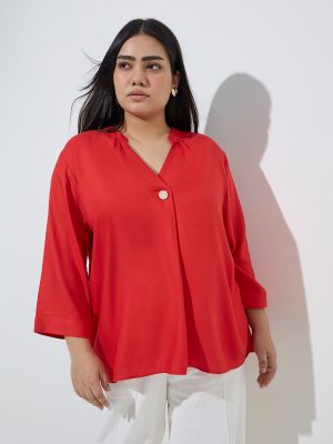 Gia Red Solid Blouse