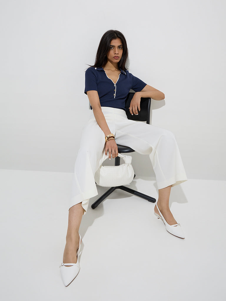 Wardrobe Navy Ribbed-Textured Top - Image 4