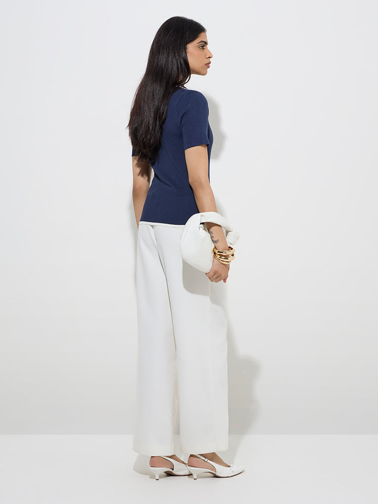 Wardrobe Navy Ribbed-Textured Top - Image 5