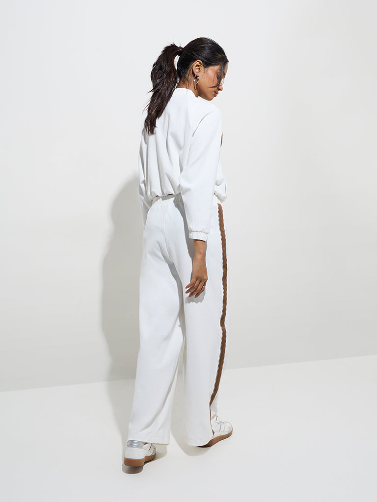 LOV Off-White Solid High-Rise Track Pants - Image 4