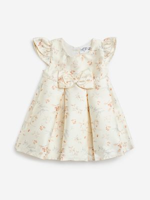 HOP Baby Off-White Floral Design Party Dress