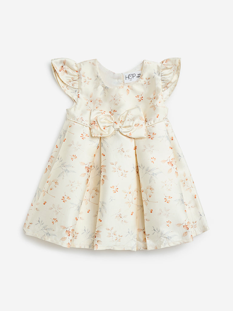 HOP Baby Off-White Floral Design Party Dress