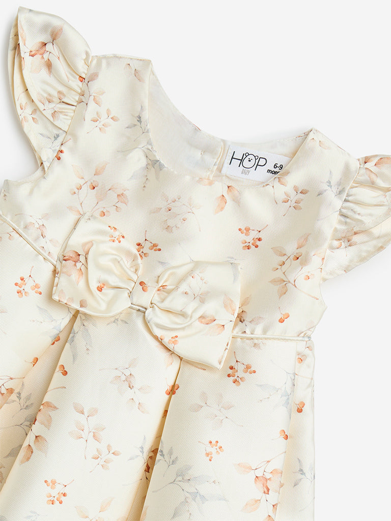 HOP Baby Off-White Floral Design Party Dress - Image 3