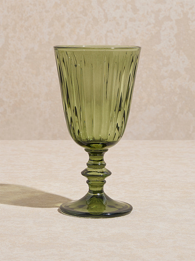Westside Home Green Ribbed-Textured Wine Glass