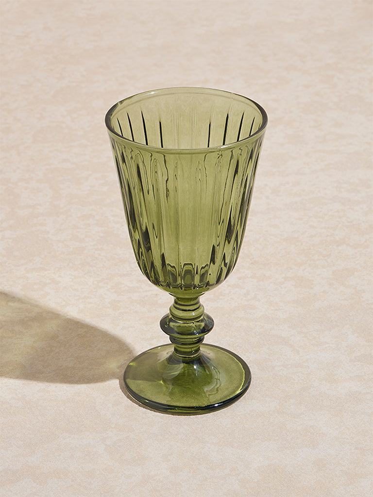 Westside Home Green Ribbed-Textured Wine Glass - Image 2