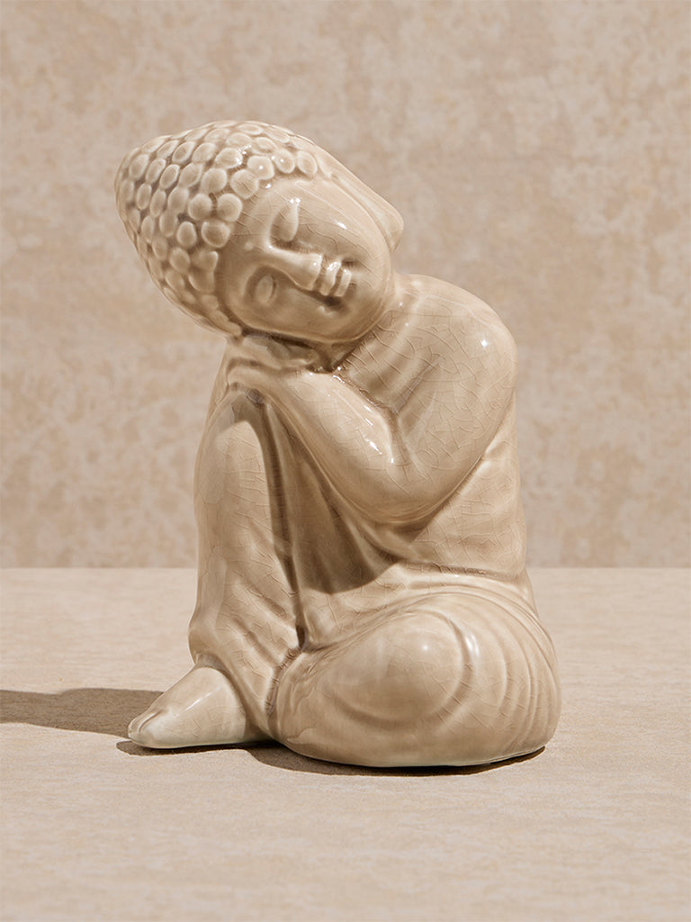 Westside Home Ivory Ceramic Sleeping Buddha