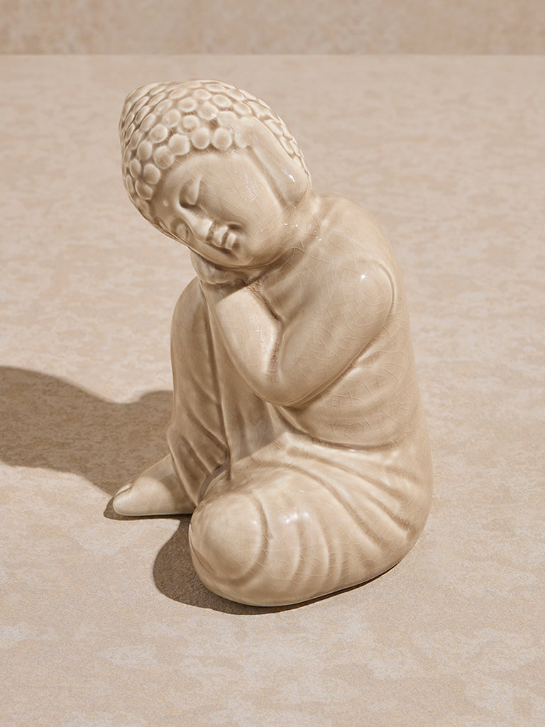 Westside Home Ivory Ceramic Sleeping Buddha - Image 2