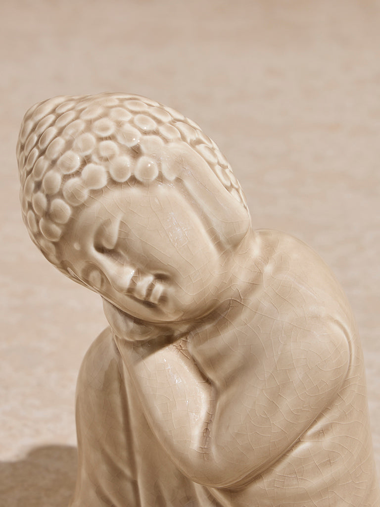 Westside Home Ivory Ceramic Sleeping Buddha - Image 3