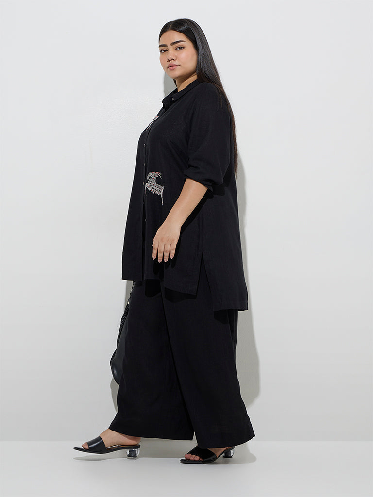 Diza Black Solid Palazzos - Image 3