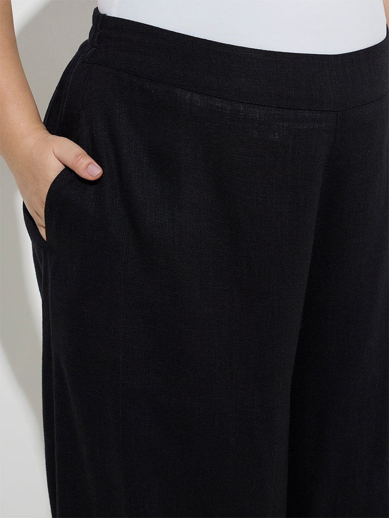 Diza Black Solid Palazzos - Image 4
