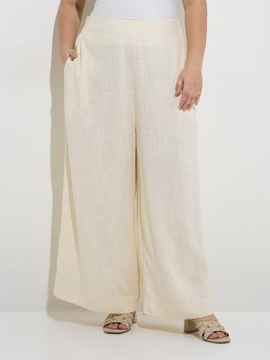 Diza Light Beige Solid Palazzos
