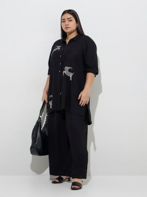Diza Black Animal Design Tunic