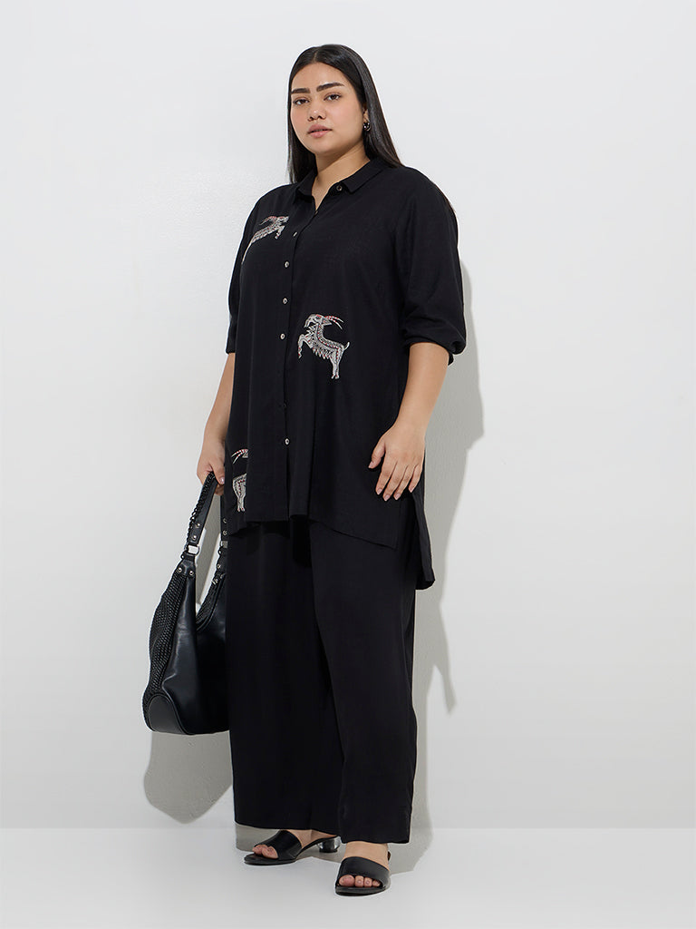 Diza Black Animal Design Tunic