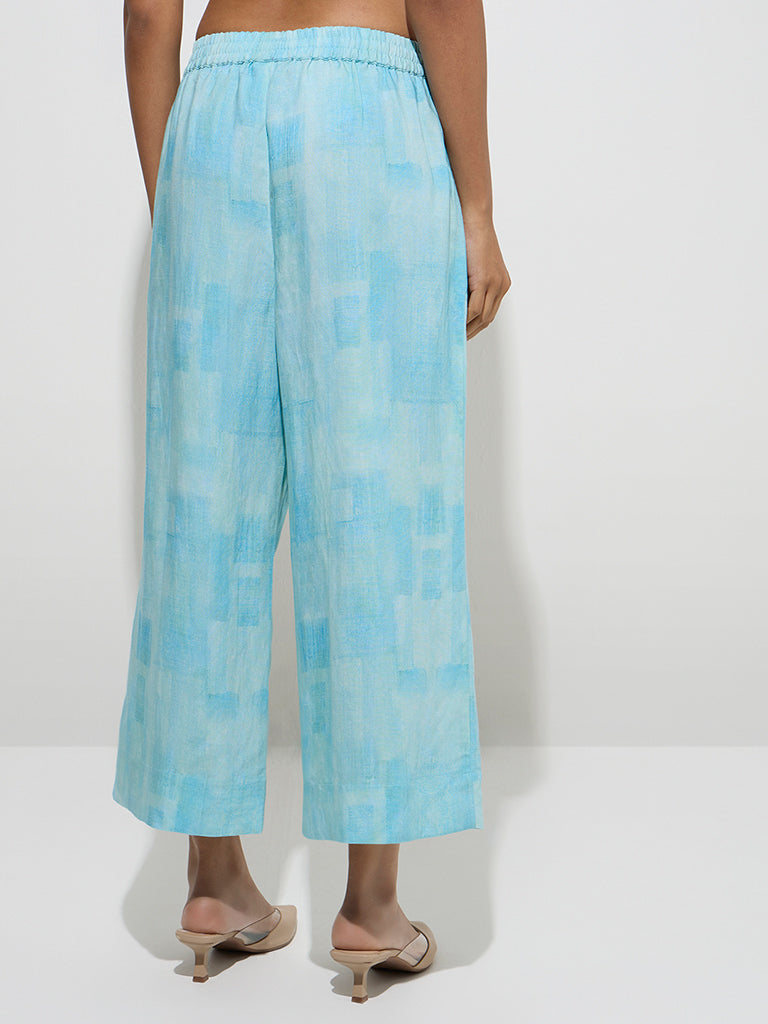 Zuba Blue Self-Patterned Palazzos - Image 2