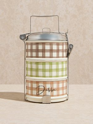 Westside Home Multicolour Gingham Checkered 3-Tier Dabba Box