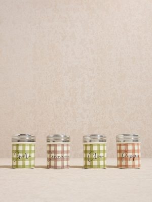 Westside Home Multicolour Gingham Checkered Spice Canister (Set of 4)
