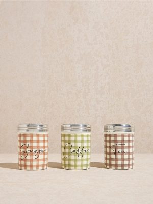 Westside Home Multicolour Gingham Checkered Jar (Set of 3)