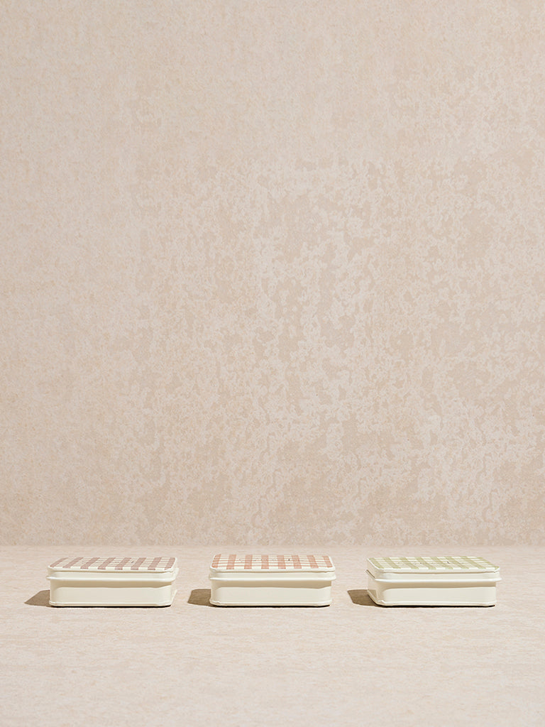 Westside Home Multicolour Gingham Checkered Snack Box (Set of 3) - Image 2