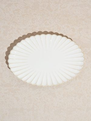 Westside Home White Scallop Design Serving Platter - Large