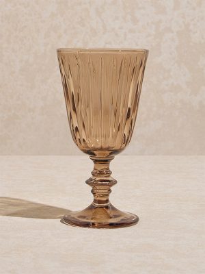 Westside Home Amber Ribbed-Textured Wine Glass