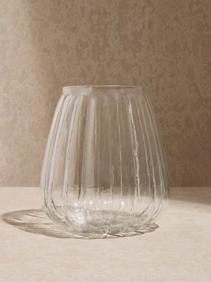 Westside Home Clear Ribbed-Textured Glass Vase