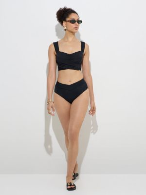 Wunderlove Swimwear Black Criss-Cross Design Briefs