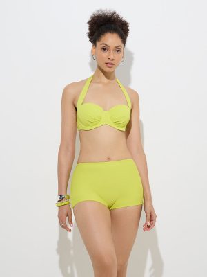 Wunderlove Swimwear Lime High-Waist Boy Shorts Briefs