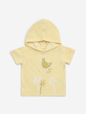 HOP Baby Yellow Embroidered Cotton-Blend Hoodie