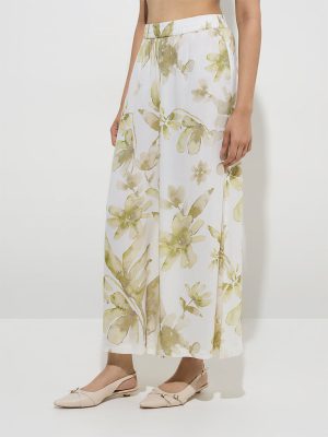 Zuba Green Floral Printed Palazzos