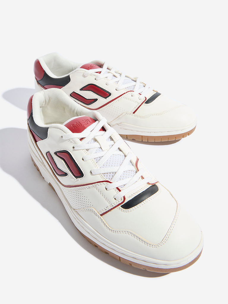 SOLEPLAY White Colour-Blocked Lace-Up Sneakers - Image 3