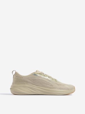 SOLEPLAY Beige Knit-Textured Lace-Up Sneakers