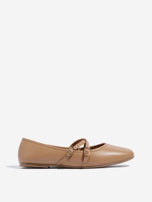 LUNA BLU Beige Criss-Cross-Detailed Ballerina