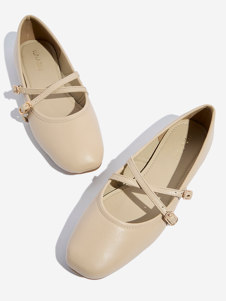 LUNA BLU Ivory Criss-Cross-Detailed Ballerina - Image 3