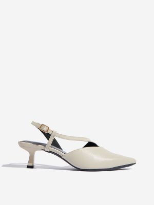 LUNA BLU Ivory Asymmetrical Slingback Mules