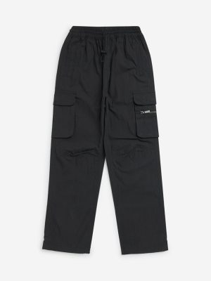 Y&F Kids Black Cargo-Style Mid-Rise Cotton-Blend Pants