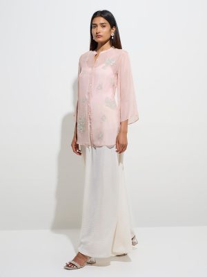 Vark Pink Floral Embellished Tunic with Inner