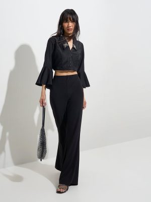 Vark Black Embellished Ethnic Top