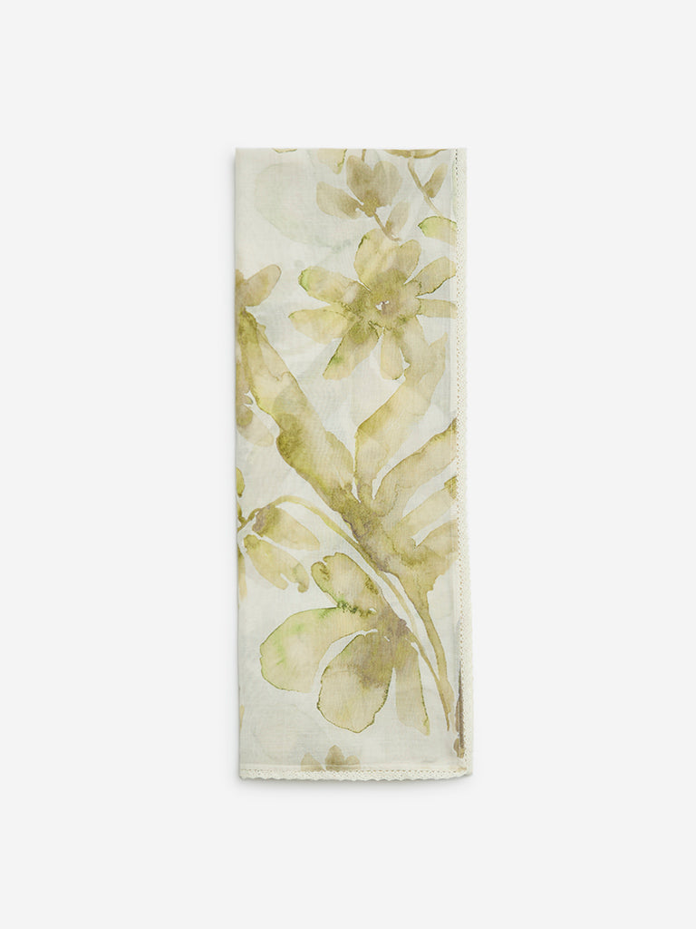 Zuba Green Floral Design Stole