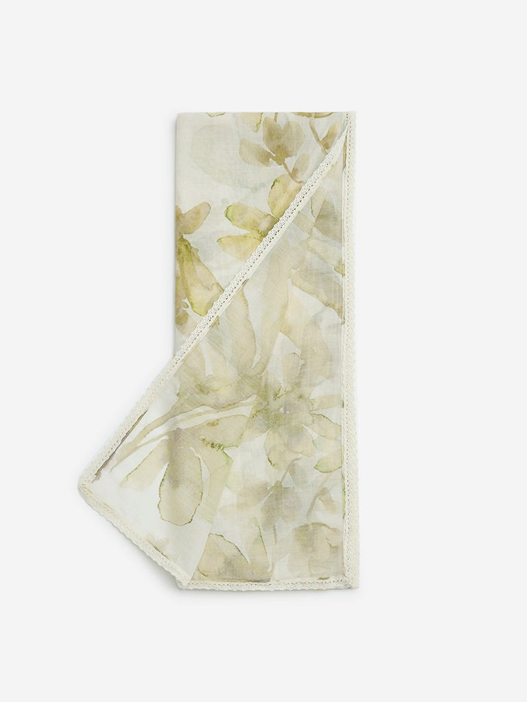 Zuba Green Floral Design Stole - Image 2