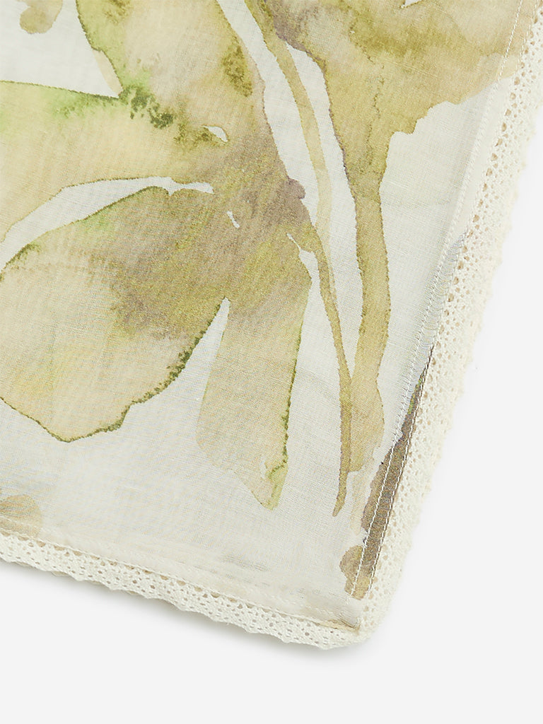 Zuba Green Floral Design Stole - Image 3