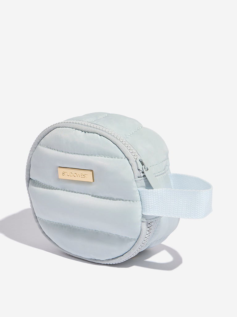 Studiowest Blue Quilted Round Makeup Pouch - Image 2