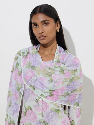 Zuba Multicolour Foliage Design Cotton-Blend Dupatta