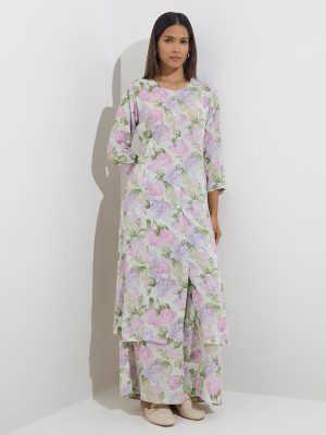 Zuba Multicolour Floral Printed A-Line Kurta