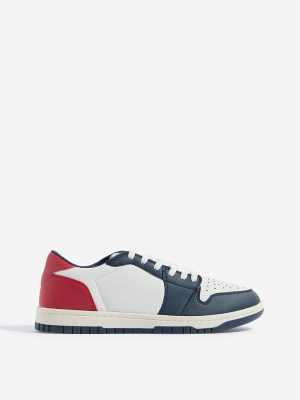 SOLEPLAY Navy and Red Colour-Blocked Lace-Up Sneakers