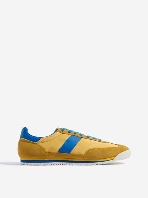SOLEPLAY Mustard Colour-Blocked Lace-Up Sneakers