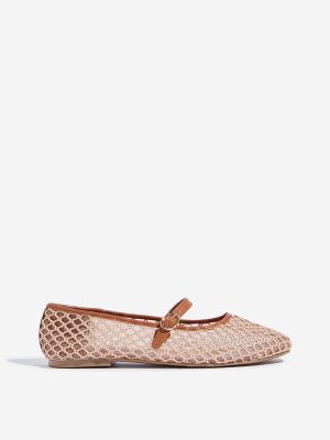 LUNA BLU Tan Mesh Mary Jane Shoes